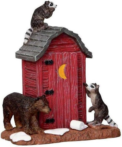 Lemax Village Collection Outhouse - Marauding Raccoons & Bear Figurine | Unique Home Decor