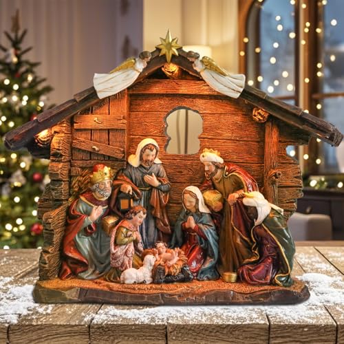 Lighted Nativity Scene Set for Christmas Indoor Decoration - 4 Pieces
