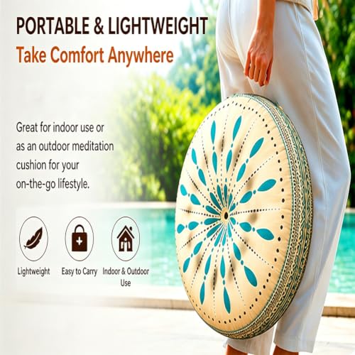 Large Supportive Floor Meditation Cushion - Yoga Sitting Pillow L - Ergonomic, Portable, Indoor Outdoor