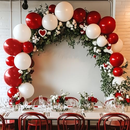 Ruby Red Balloons Kit - 129pcs Different Sizes for Christmas & Party Decor