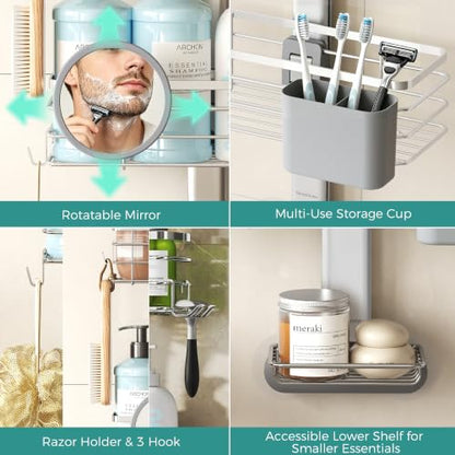 Adjustable Hanging Shower Caddy Medium - Rustproof Stainless Steel Bathroom Organizer