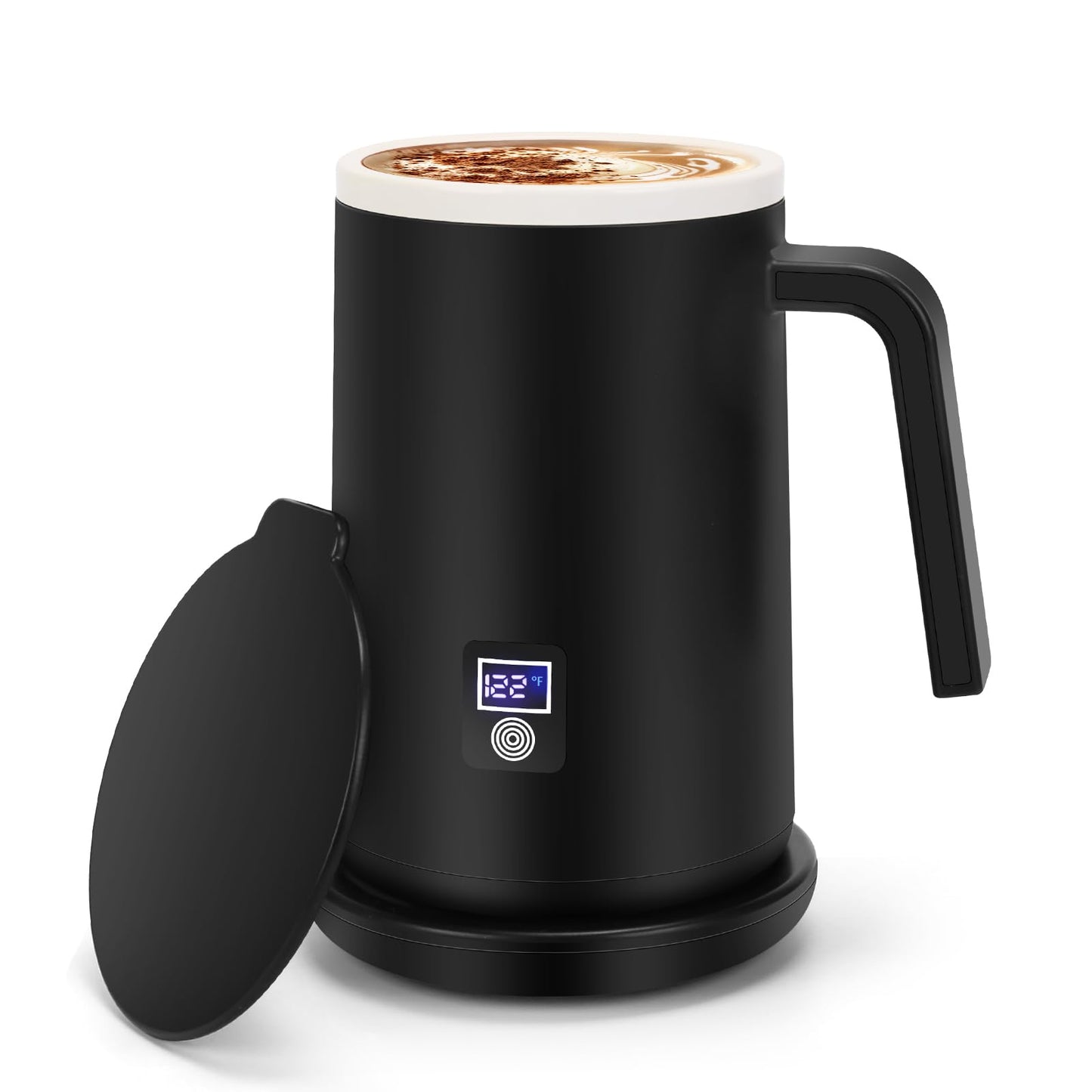 Rommeka Self Heating Coffee Mug, 12oz Temperature Control Smart Mug with Lid, Smart Coffee Mug with LCD Display (122-140°F) for Warming and Heating Coffee, Beverage, Milk, Tea