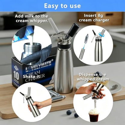 8g Cream Chargers Pack of 20 for Whipped Cream Dispensers - Home & Professional Use