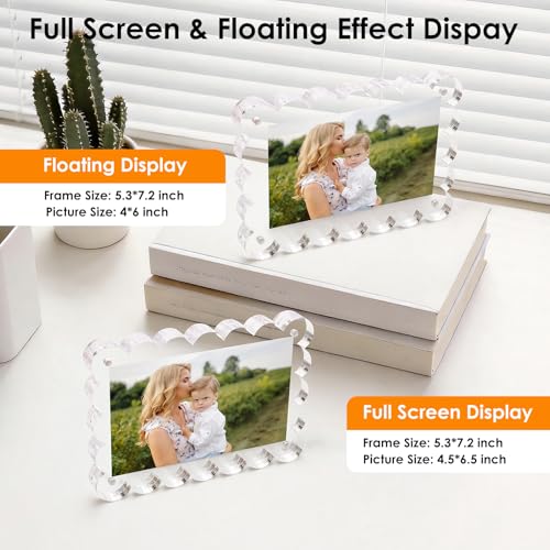 3 Pack 4x6 Acrylic Magnetic Double-Sided Picture Frames - Tabletop Display