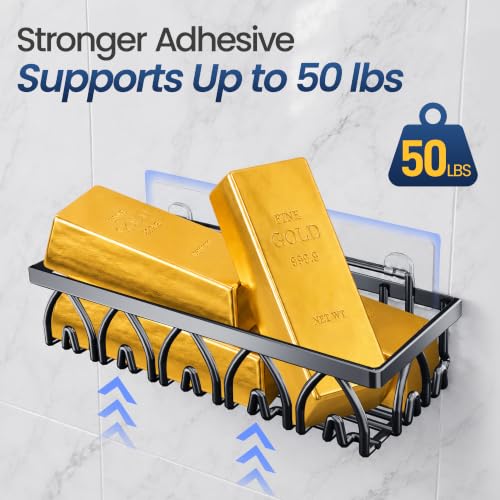8 Pack Shower Caddy Set with 2 Towel Bars Bathroom Organizer No-Drill Adhesive Mount