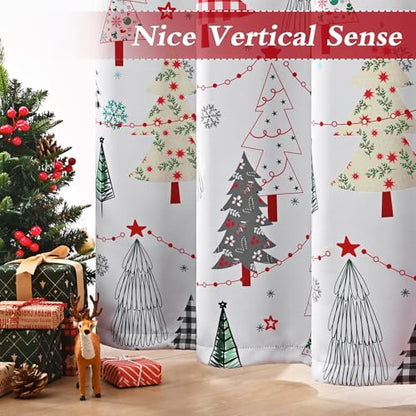 Christmas Blackout Curtains for Living Room 2 Panels Set 52x63 Inches Red