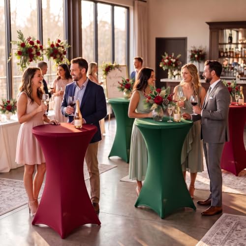 ArtSocket Fitted Cocktail Table Covers 4-Pack - Green & Red, 32 Inch Diameter