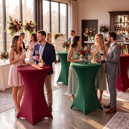 ArtSocket Fitted Cocktail Table Covers 4-Pack - Green & Red, 32 Inch Diameter