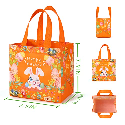 YANGTE Easter Bags 18 packs, Easter Baskets with Handle Gift Bags Reusable Non-Woven Tote Bags for Easter Holiday Spring Party Supplies Open Size 7.91 * 6.01 * 7.91 in