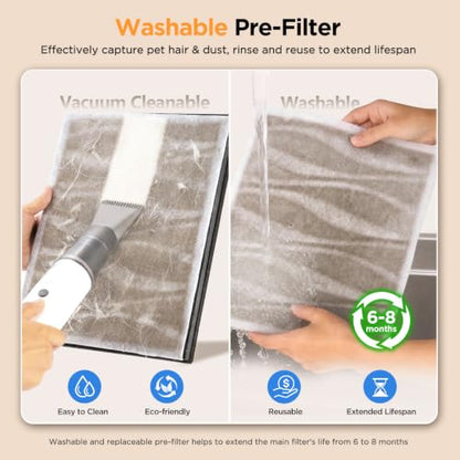 MOOKA White Air Purifier for Large Rooms Up to 2800 sq ft with Washable Pre-Filter