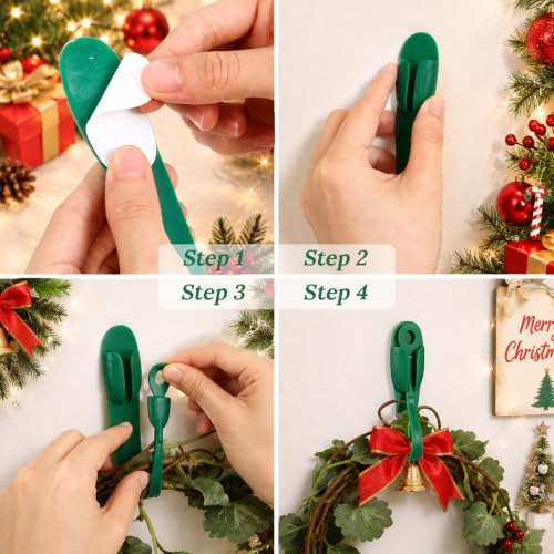 6 Pcs Christmas Garland Hangers for Mantle No Drill Silicone Hooks - Indoor Outdoor