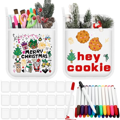 Christmas Sublimation Pot Holder Set with Pockets & Markers - Bulk 24 Pack