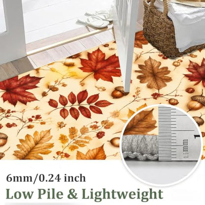 Autumn Leaf Acorn Runner Rug 3x12 Fall Country Floor Mat for Thanksgiving - Pattern-7