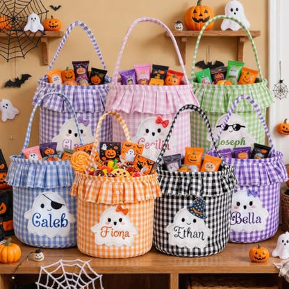 Personalized Halloween Candy Bag for Kids - Custom Embroidered Name