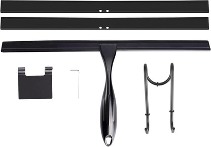 TOOVEM Shower Squeegee - 14'' Glass Door & Window Cleaner | Durable Black Design for Bathrooms & Cars