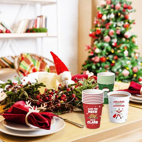 Christmas Vacation Party Cups - 60 Disposable 12 oz Holiday Paper Cups for Hot Beverages