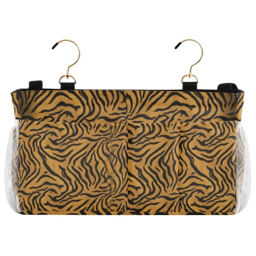 Animals Print Bedside Caddy with 6 Pockets, Hooks & Straps for Bed, Sofa, RV