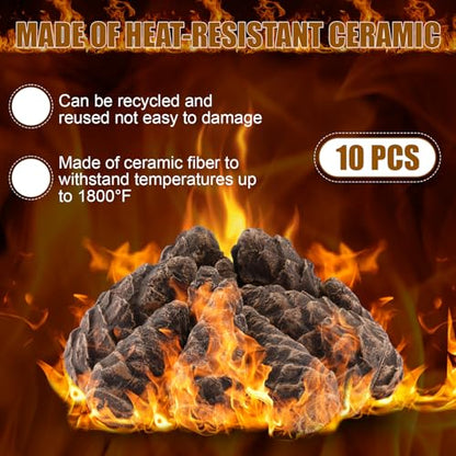 Ceramic Pine Cone Fire Pit Decor Set - 10 Fireproof Christmas Accessories