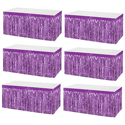 Light Purple Metallic Foil Fringe Table Skirt 29x108 Inches for Wedding Party Decor