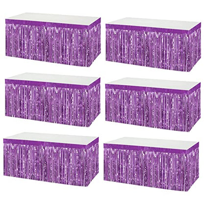 Light Purple Metallic Foil Fringe Table Skirt 29x108 Inches for Wedding Party Decor