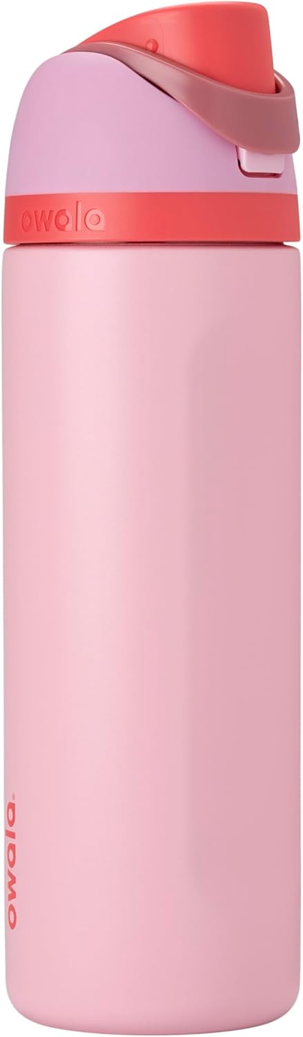 Owala FreeSip Insulated Stainless Steel Water Bottle - BPA-Free, 24 oz, Pink | Ideal for Sports & Travel