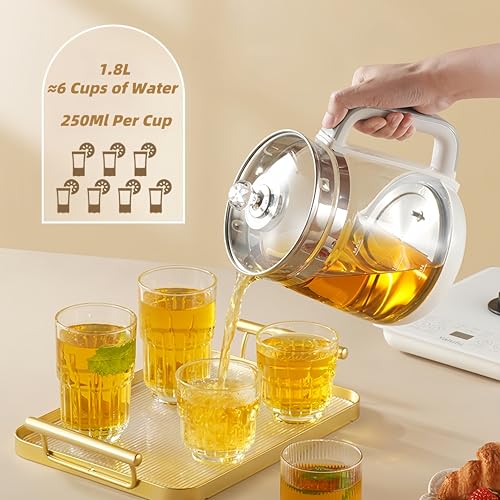 Large Glass Electric Kettle with Stew Pot 1.8L Multifunctional Home Appliance