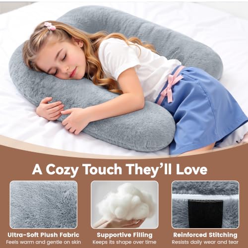 Kids Car Seat Travel Pillow - Toddler Neck Support Cushion Grey