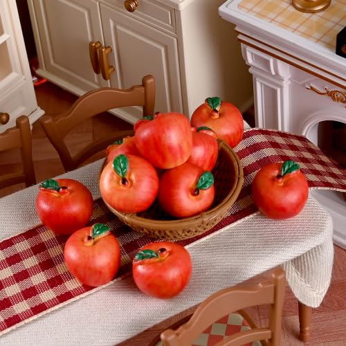 Miniature Red Resin Apples Set - 10 Tiny 0.5 Inch Food Props & Decor
