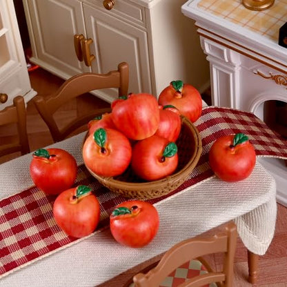Miniature Red Resin Apples Set - 10 Tiny 0.5 Inch Food Props & Decor
