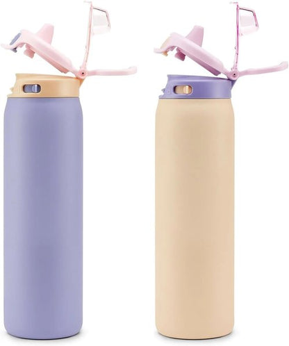 Ello Stainless Steel Water Bottle - Leak-Proof Locking Lid, 22 oz | Reusable Insulated Travel Bottle in Cornflower/Blush Breeze