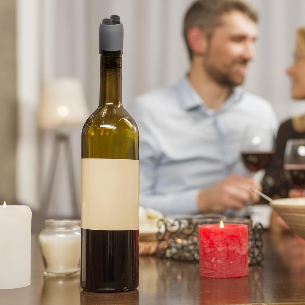Reusable Sparkling Wine Bottle Stopper, 2024 Upgraded Wine Stoppers for Wine Bottles, Double Sealed Silicone Wine Sealer Beverage Cover Saver to Keep Wine Champagne Fresh (4)