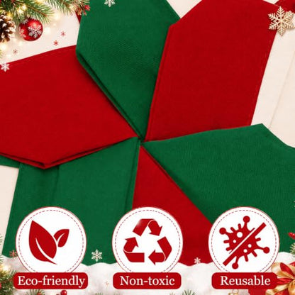 Eccliy 12 Pcs Mini Canvas Tote Bags 13x11x6 Inches Red Green - Holiday Gift Bags