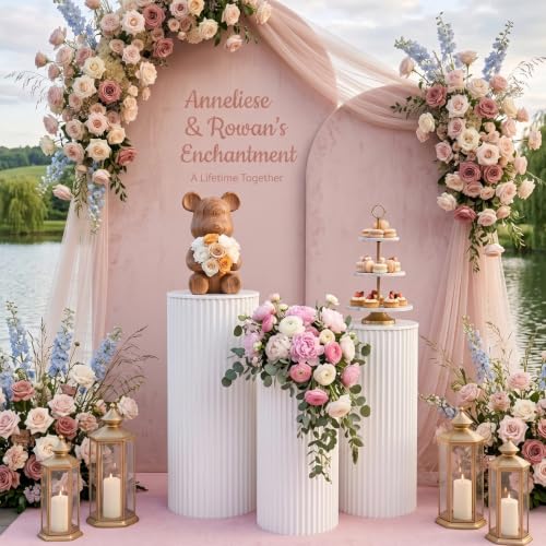 Small Round Pedestal Stands for Parties - White Metal Cube Display Pillars