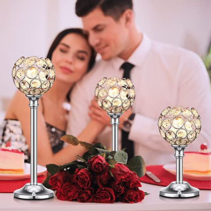 12 Pack Silver Crystal Candle Holders - Tealight Holders, Stylish Decor