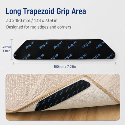 12 Pcs Rug Gripper Tape Non-Slip Adhesive Edge Pads for Hardwood Floors