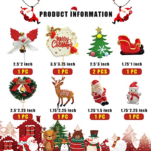 25pcs Christmas Cake Topper Set with Santa Snowman Reindeer and Mini Trees