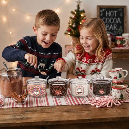 8-Piece Christmas Hot Cocoa Bar Supplies with Candy Dispenser & Labels