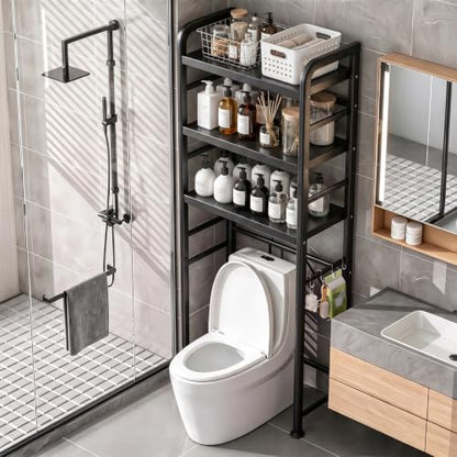 Over The Toilet Storage Rack Black Bathroom Organizer Space Saver