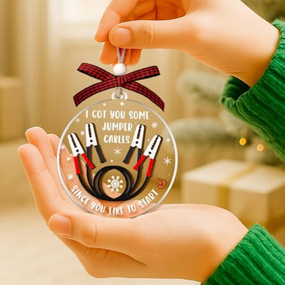 Funny Jumper Cables Ornament 2025 - Sarcastic Christmas Gag Gift - Variation: Cab