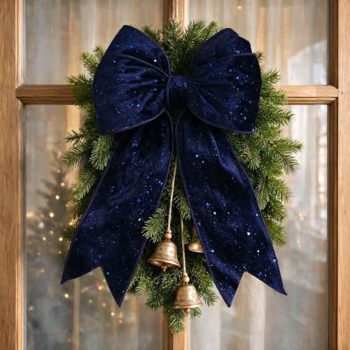 Navy Glitter Wired Ribbon 4 Inch x 10 Yard Christmas Decorations