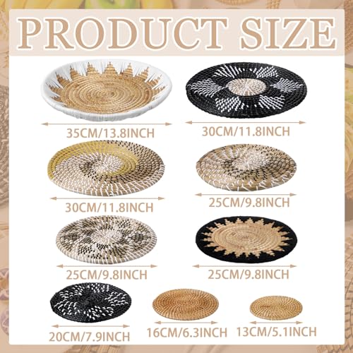 11 Pcs Boho Woven Wall Basket Decor Handmade Rustic Wall Art Set - Stylish