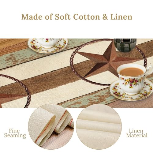 Farmhouse Cowboy Table Runner 13x36 Inches - Barn Star Decor for Home & Holiday