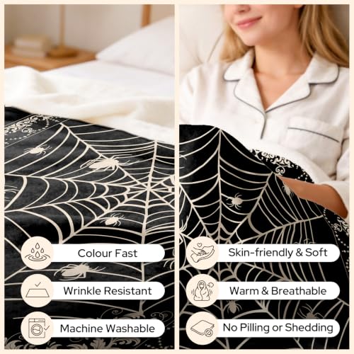 Halloween Blanket 60x50 Gothic Spider Web Throw Blanket - Dark Decor
