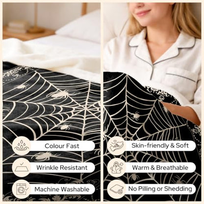 Halloween Blanket 60x50 Gothic Spider Web Throw Blanket - Dark Decor