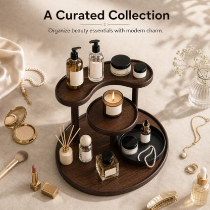 Wood Look 3-Tier Perfume & Jewelry Organizer for Vanity & Bathroom