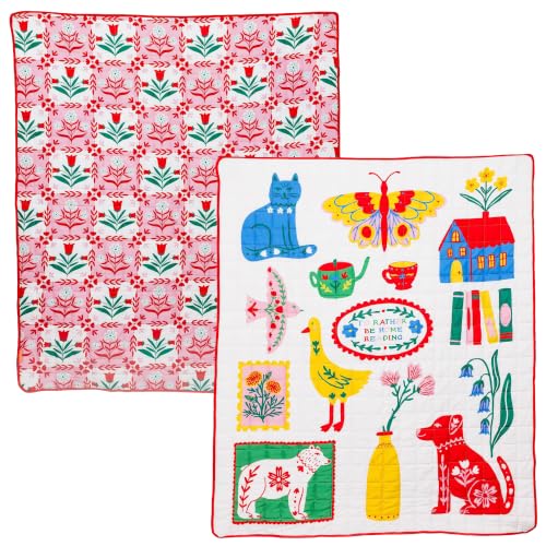 Scandinavian-Inspired Quilted Throw Blanket - Reversible Lightweight Cotton Blend