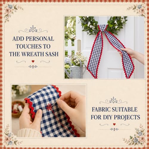 Black and White Checkered Sash for Wreaths - 2 Pack Home Decor Accessories