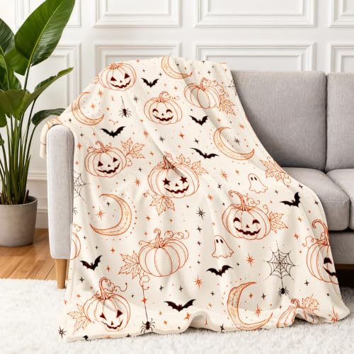 Halloween Fuzzy Blanket - Pumpkin Spooky Throw for Adults & Kids, 40x60 Inches (Halloween7)
