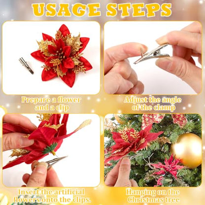 Silver Metal Clips for Christmas Ornaments - 60 Pack, Adjustable & Durable