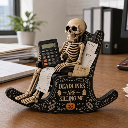 Halloween Skeleton Desk Decor - 4-Inch Funny Office Gift for Accountant - Variation of THIS listing
